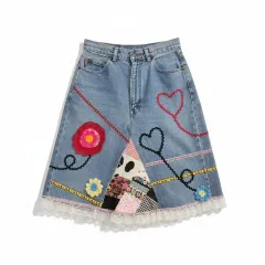 デニム パッチワーク スカート デニムスカート