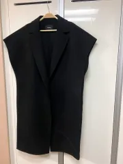 ラバンバラム LEE メイ ウール90% ハンドメイド ベスト ロングコート ブラック 黒