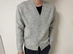 メンズ ライトグレー カーディガン M 新品
