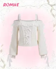ROMWE 롬위 白 ハート オフショルダー ニット ギャル 量産型 リズリサ SHEIN