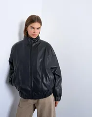 トップショップ レディース アウター ジャケット・ブルゾン レザー フェイクレザー ジャケット Topshop faux leather padded seam detail bomber jacket black ブラック