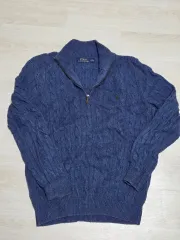ポロ ラルフローレン ケーブル ニット ハーフ ジップアップ ネイビー