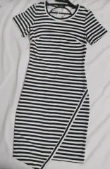 カルバン・クライン ロングワンピース55サイズ ストライプコットンワンピース