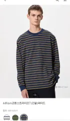 ユニクロ エアリズムコットン ストライプ T ネイビー