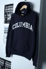 (M-XL) チャンピオン フード付きTシャツ コロンビア ネイビー 起毛 ラッセル-1772C