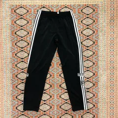 アディダス 3本線 ブラック ジャージ ボタン トラックパンツ レディース L