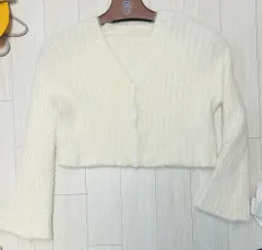 白アンゴラカーディガン