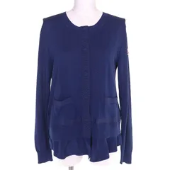 極美品△MONCLER モンクレール C10939473300 MAGLIA TRICOT CARDIGAN ロゴワッペン 異素材ドッキング 長袖 カーディガン ネイビー S 正規品 レディースのサムネイル
