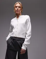 トップショップ レディース アウター カーディガン ニット Topshop knit compact ultimate cardigan IVORY アイボリーのサムネイル