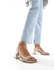 エイソス レディース シューズ サンダル ヒール ASOS DESIGN Honeydew mid block heeled sandals GOLD ゴールドのサムネイル