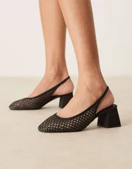 エイソス レディース シューズ ヒール ASOS DESIGN Sugar slingback mid heeled shoes weave Black weave ブラック