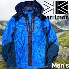karrimor カリマー CORETECH SHIELD 防風 撥水 ナイロン切替 ジップアップ フーデッド シールドジャケット ブルゾン ウィンドブレーカー マウンテンパーカー 1KAJPM4017 ブルー ネイビー▲010▼30829h08