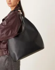 エイソス レディース バッグ ASOS DESIGN scoop tote bag withardware handle Black ブラックのサムネイル