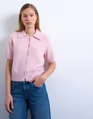 トップショップ レディース アウター カーディガン ニット Topshop knit open button detail cardigan in light pink ピンク