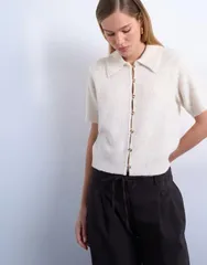 トップショップ レディース アウター カーディガン ニット Topshop knit open button detail cardigan Ecru エクリュのサムネイル