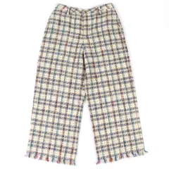 極美品△ETRO エトロ 211-14096-1579 コットン チェック柄 裾フリンジ ツイード パンツ ベージュ マルチカラー 42 イタリア製 正規品 メンズのサムネイル
