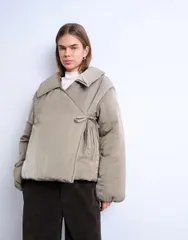 トップショップ レディース アウター ジャケット・ブルゾン Topshop shortie waist puffer jacket in stone ストーンのサムネイル