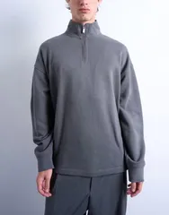 トップマン メンズ アウター パーカー・スウェット オーバーサイズフィット スウェット シャツ Topman heavyweight oversized fit 14 zip sweatshirt iのサムネイル
