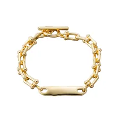 【ゴールド×ワンサイズ】[Cream dot. クリームドット公式] ブレスレット レディース   ニッケルフリー リンキング チェーン マンテル メタル 艶 重厚感 歪み プレート 着脱簡単  のサムネイル