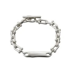 【シルバー×ワンサイズ】[Cream dot. クリームドット公式] ブレスレット レディース   ニッケルフリー リンキング チェーン マンテル メタル 艶 重厚感 歪み プレート 着脱簡単  のサムネイル