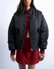 トップショップ レディース アウター ジャケット・ブルゾン ナイロン ジャケット Topshop oversized nylon bomber jacket black ブラックのサムネイル