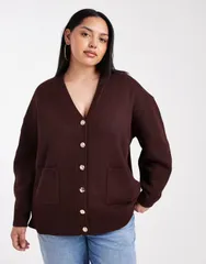 エイソス レディース アウター カーディガン ASOS Curve ASOS DESIGN Curve oversized boyfriend cardigan in structured yarn