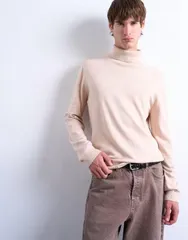 トップマン メンズ アウター ニット・セーター タートルネック ウール セーター Topman essential turtleneck sweater with wool in stone STONE ストーン