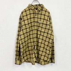 古着 used　Carhartt　カーハート　長袖ネルシャツ　ボタンダウンシャツ　黄色　イエロー　XLサイズ
