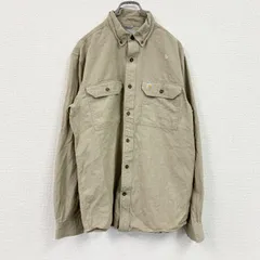 古着 used　Carhartt　カーハート　長袖ワークシャツ　ボタンダウンシャツ　ダブルポケットシャツ　ベージュ　Mサイズ