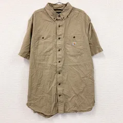 古着 used　Carhartt　カーハート　半袖ボタンダウンシャツ　ワークシャツ　ダブルポケット　ベージュ　XLサイズ