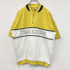 古着 used　～90s　adidas　アディダス　ハーフジップ半袖プルオーバー　黄色　イエロー　白　ホワイト　98-6