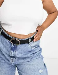 エイソス レディース アクセサリー ベルト ジーンズ ASOS Curve ASOS DESIGN Curve waist and hip jeans belt Black ブラックのサムネイル