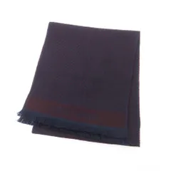 【中古】ジョルジオアルマーニ GIORGIO ARMANI ウール ストール ネイビーxブラウン【メンズ】