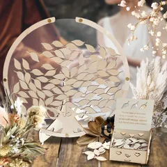 【limande】 ウェディングドロップス 芳名帳 結婚式 木の葉型 ウェルカムボード 結婚証明書 ゲスト 参加型 チップ80枚付き [80]