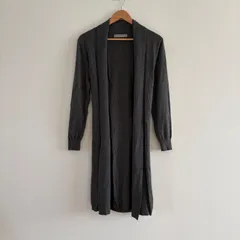 UNITED ARROWS ロングカーディガン ウール100% バックリボン グレー キレイめ