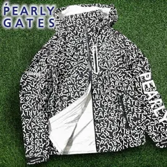 PEARLY GATES パーリーゲイツ ゴルフ 撥水×防風 Nyドビー ロゴ総柄 2WAYスリーブ フーディジャケット ブルゾン レインウェア ゴルフウェア レディース 053-4988404 定4.1万 ネイビーブラック ホワイト▲028▼60325w07