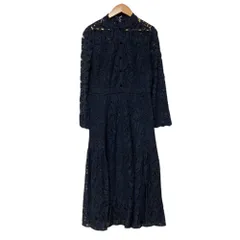 美品 CELFORD セルフォード ロングスリーブ レースドレス フレア ワンピース サイズ36 ネイビー レディース 古着 中古 USED