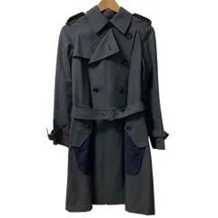 美品 tricot COMME des GARCONS トリココムデギャルソン チェック ベルト付き トレンチコート AD2004 TO-C006 サイズS グレー レディース 古着 中古 USEDのサムネイル