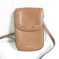 美品 Paul Smith ポールスミス スワールインセット フラップショルダーバッグ ブラウン メンズ レディース 古着 中古 USED