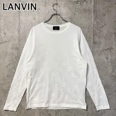 ランバンコレクション LANVIN COLLECTION  長袖ニットTシャツ コットンニット 高級 コットン ホワイト 白 メンズ 50(L) 綿100% 日本製 ロゴ 総柄 ジャガード織りのサムネイル