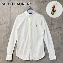 RALPH LAUREN ラルフローレン  ニットオックスフォードシャツ 長袖シャツ マルチカラー ポニー刺繍 定番 人気 ホワイト 白 メンズ M 綿100%  長袖 美品 ボタンダウン
