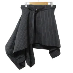 未使用 25年商品 sacai サカイ ストライプ ドースキン アシンメトリー スカート 25-08116 2 ブラック レディース 古着 中古 USEDのサムネイル