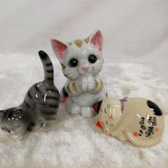 陶器製 猫の置物 親子セット 昭和レトロ - メルカリ