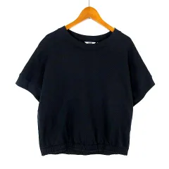 ユニクロ UNIQLO ユー U スウェット クルーネック シャツ Tシャツ コットン 半袖 M 黒 ブラック