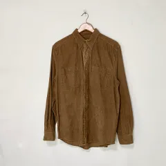 EDDIE BAUER(エディー・バウアー) コーデュロイ ベーシック 長袖 シャツ ブラウン メンズ M コーデュロイ シャツ