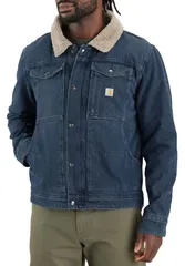 カーハート メンズ アウター ジャケット・ブルゾン デニム Carhartt Mens Denim Sherpa Lined Jacket Beech デニム