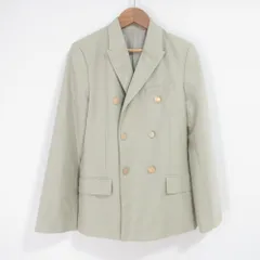 美品 ELFRANK エルフランク 金ボタンミドル丈ダブルテーラードジャケット サイズF ベージュ レディース 古着 中古 USED