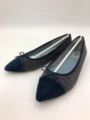 Emma Francis エマフランシス リボン ポインテッド フラット パンプス size23.5/紺系 ■■ レディース