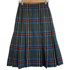 美品 BURBERRYS バーバリーズ バーバリー ヴィンテージ チェック ウール プリーツスカート 7AR グレー レディース 古着 中古 USED