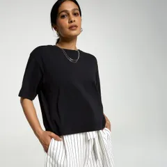 キャリー レディース トップス Tシャツ CALIA Womens Everyday Boxy Short Sleeve Tee Pure Black ブラックのサムネイル